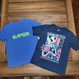 Set of 2 Kids Gamer Tees: World Wide Gamer (WN) & Gamer (C&J) - Size Small